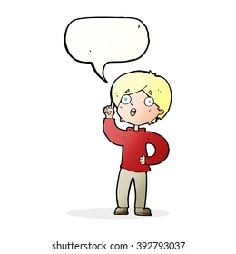 cartoon boy with idea with speech bubble