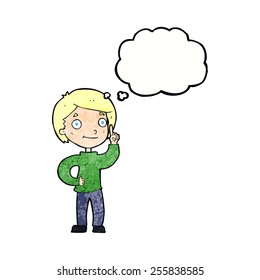 caricaturista con idea con burbuja de pensamiento