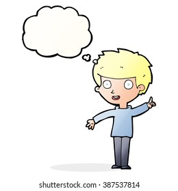 cartoon boy with idea with thought bubble