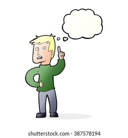 caricaturista con idea con burbuja de pensamiento