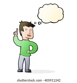 caricaturista con idea con burbuja de pensamiento