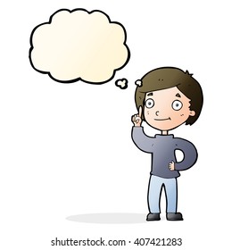 caricaturista con idea con burbuja de pensamiento