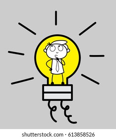 Cartoon Boy Inside the Bulb