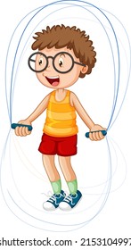 Cartoon boy jumping rope illustration