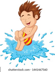 Cartoon Boy Jumping To The Water