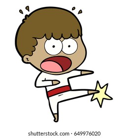 cartoon boy karate kicking