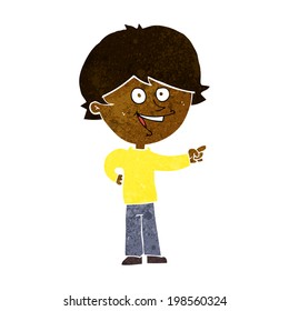 cartoon boy laughing and pointing