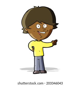 cartoon boy laughing and pointing
