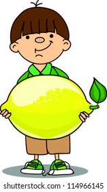 Cartoon boy with lemon