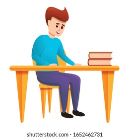  Cartoon of boy at lesson vector icon for web design isolated on white background