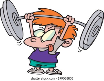 cartoon boy lifting weights