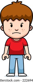 A cartoon boy with a mad expression.