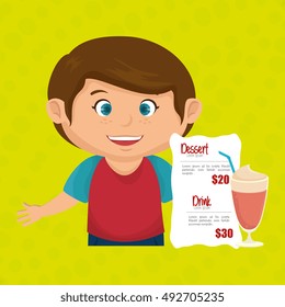 cartoon boy menu food drink