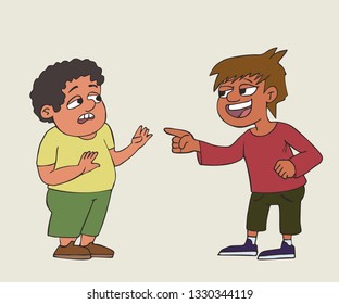 cartoon boy mocking fat kid