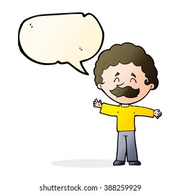Cartoon-Junge mit Schnurrbart mit Sprachblase