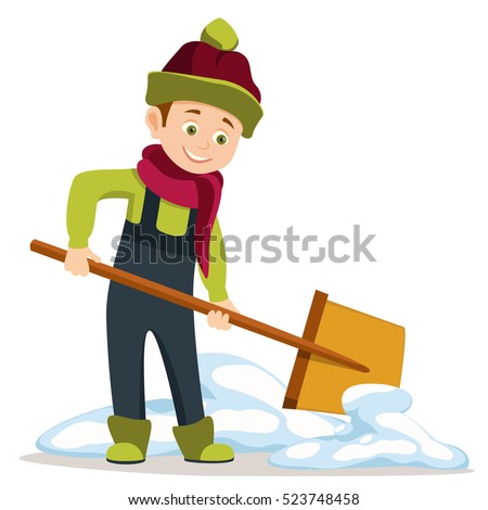 cartoon boy overalls holding shovel start stock vector royalty free