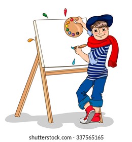 Cartoon boy painting