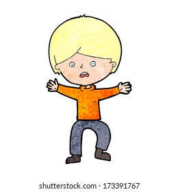 niño de caricatura en pánico