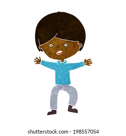 niño de caricatura en pánico