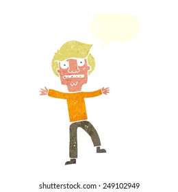 cartoon boy panicking with speech bubble