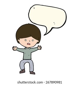cartoon boy panicking  with speech bubble
