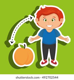 cartoon boy peach fruit