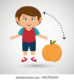 cartoon boy peach fruit