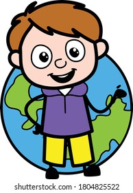 Cartoon Boy with planet earth