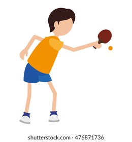 cartoon boy player ping pong