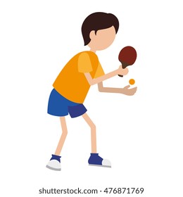 cartoon boy player ping pong
