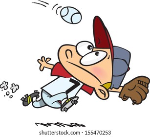 Cartoon boy playing baseball