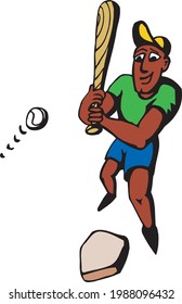 cartoon of a boy playing baseball
