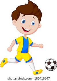 Cartoon boy playing a football