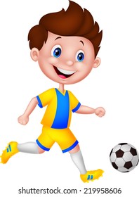 Cartoon boy playing football