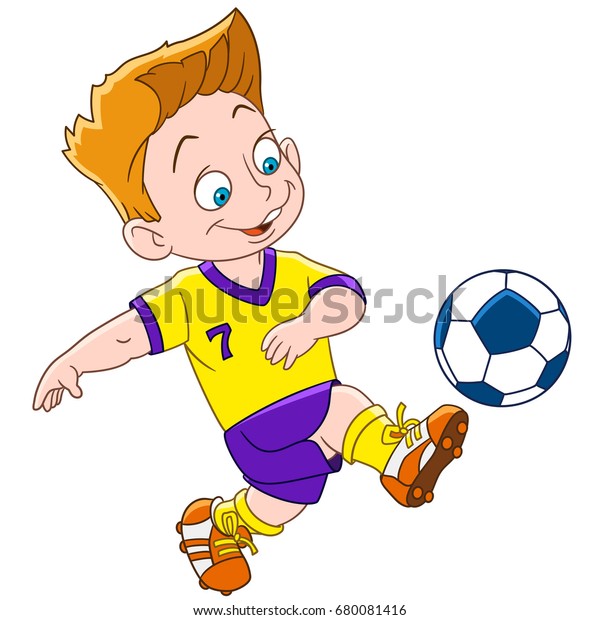 Cartoon Boy Playing Football Isolated On Stock Vector (Royalty Free ...