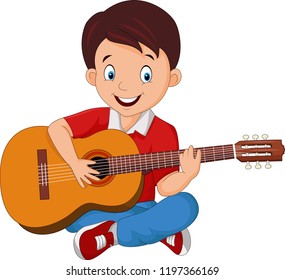 Cartoon Boy Playing Guitar