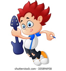 Cartoon boy playing guitar