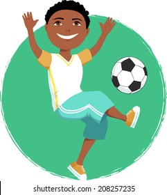 Cartoon Boy Playing Soccer