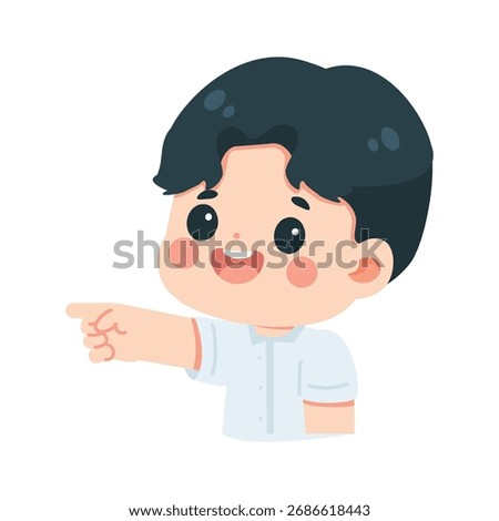 Cartoon Boy Pointing Left Illustration student