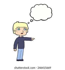 Cartoon-Junge mit Gedankenblase