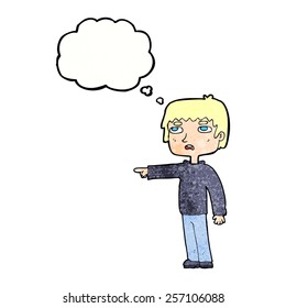 Cartoon-Junge mit Gedankenblase