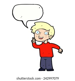 cartoon boy posing for photo with speech bubble