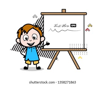 Cartoon Boy with Presentation Board Vector Illustration