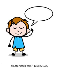 Cartoon Boy Presenting His Thought Vector Illustration