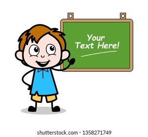 Cartoon Boy Presenting a School Board Vector Illustration