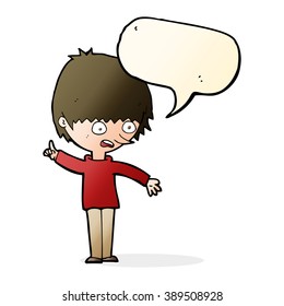 niño de caricatura con preguntas con burbuja de habla