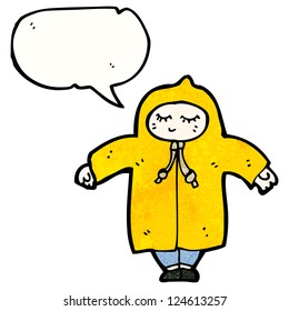 caricaturista en impermeable