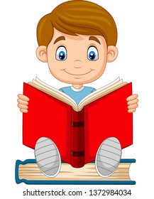 Cartoon boy reading a book