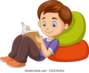 Cartoon boy reading a book