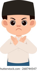 Cartoon Boy with Rejection Gesture